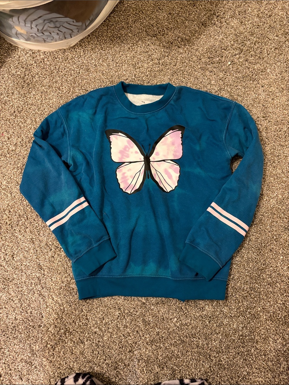 SO Teal Sweatshirt with Pink Butterfly